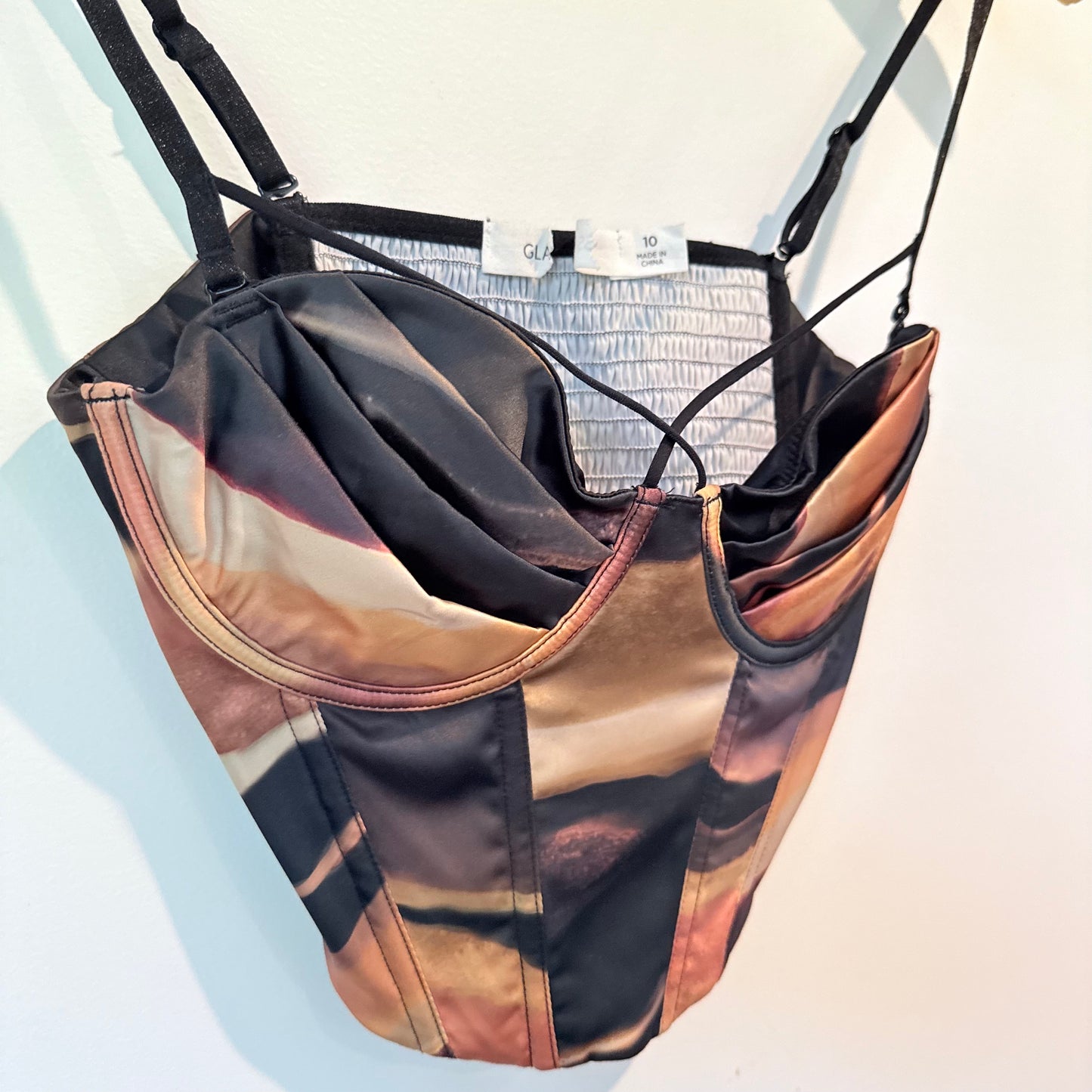 Glassons Bustier Crop Top Abstract Print Size 10