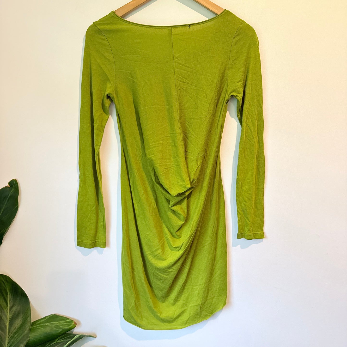 S S Collection Chartreuse Mini Dress Ruched Back Size S