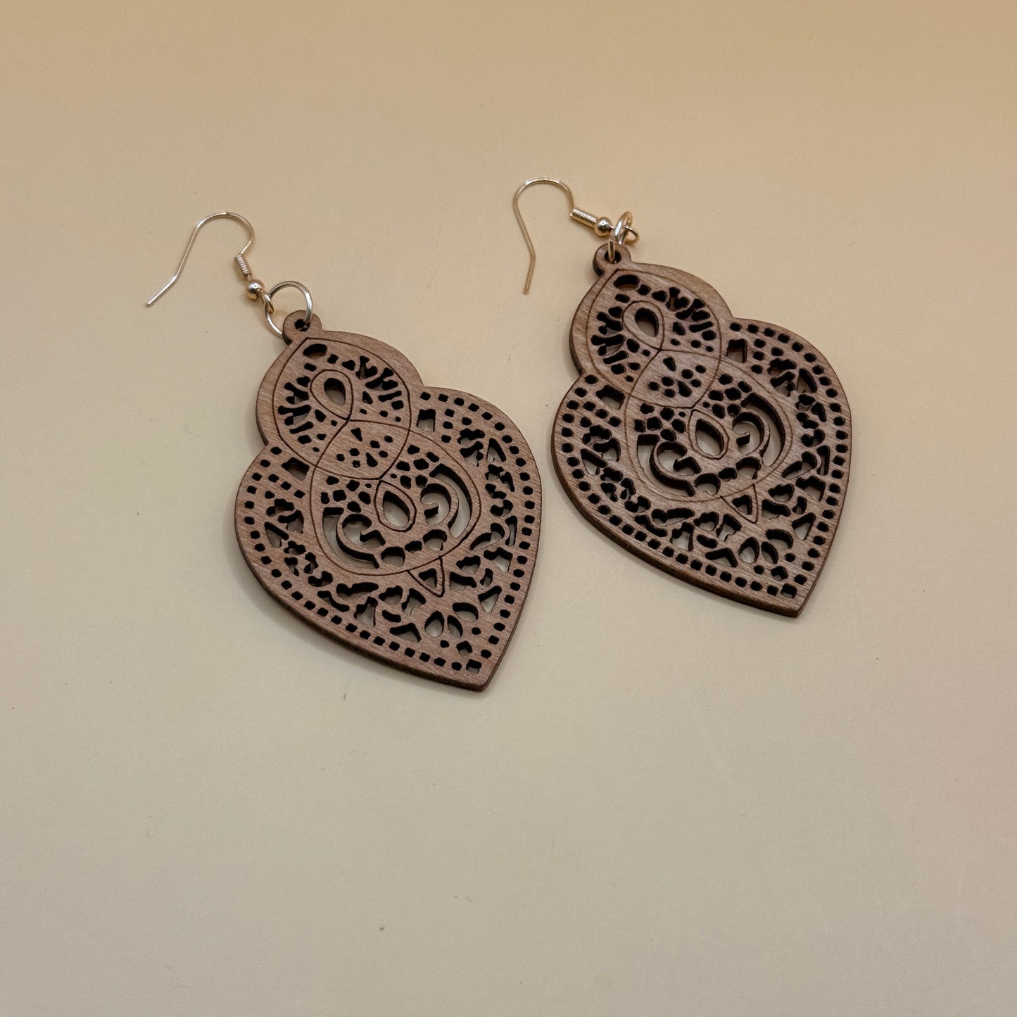Wooden Mandala Drop Earrings Lightweight Boho Statement Earrings