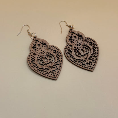 Wooden Mandala Drop Earrings Lightweight Boho Statement Earrings