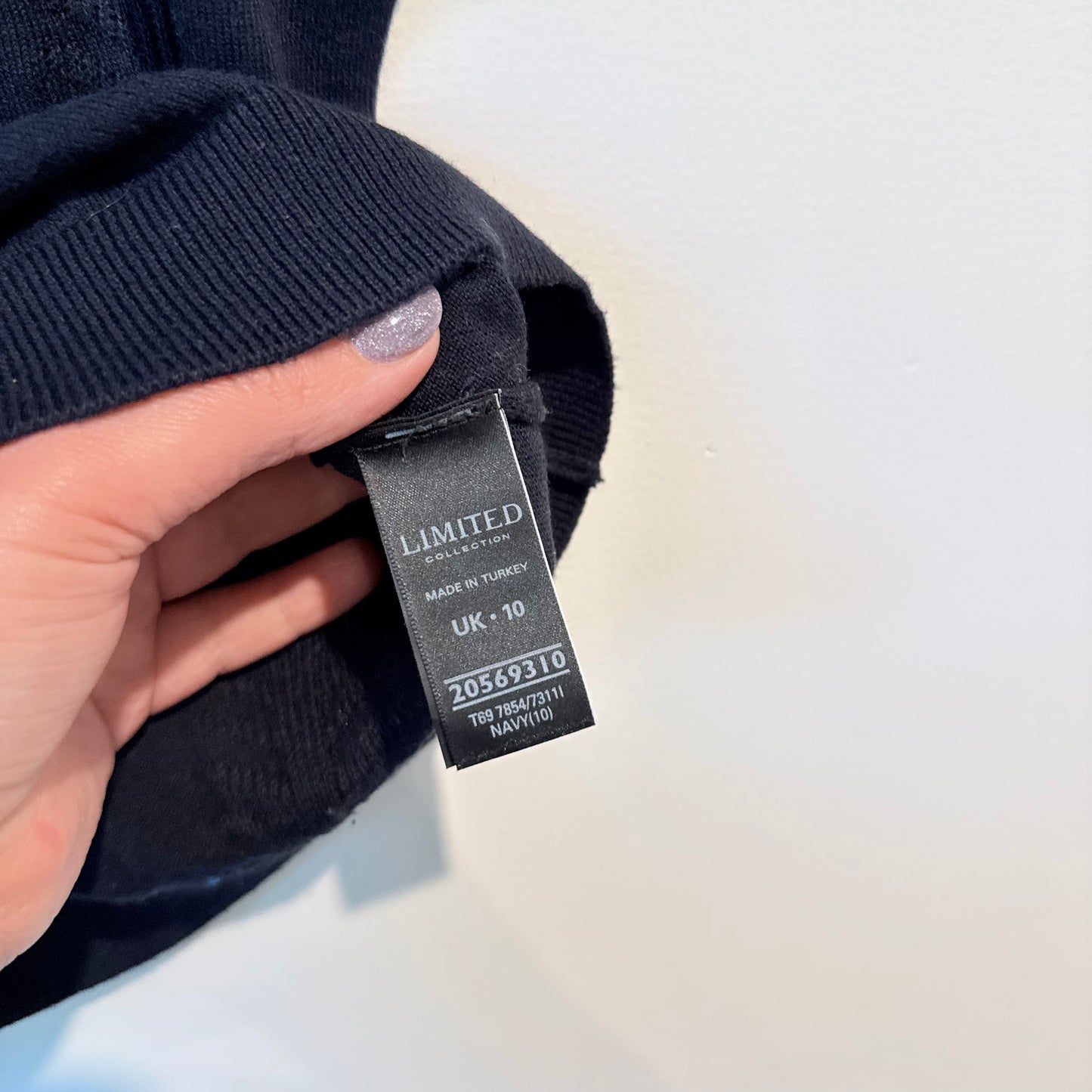 Limited Collection Studded Collar Knit Polo Top Navy Blue Size 10