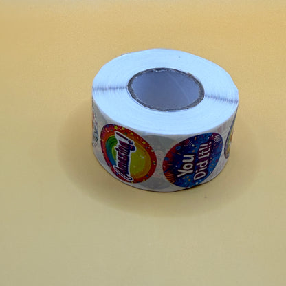 500pc Motivational Reward Sticker Roll for Kids Teachers and Classroom Use