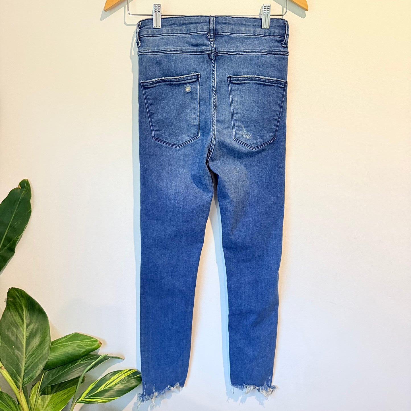 Zara Woman Premium Denim High-Rise Distressed Skinny Jeans Size 6