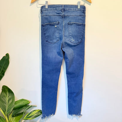 Zara Woman Premium Denim High-Rise Distressed Skinny Jeans Size 6