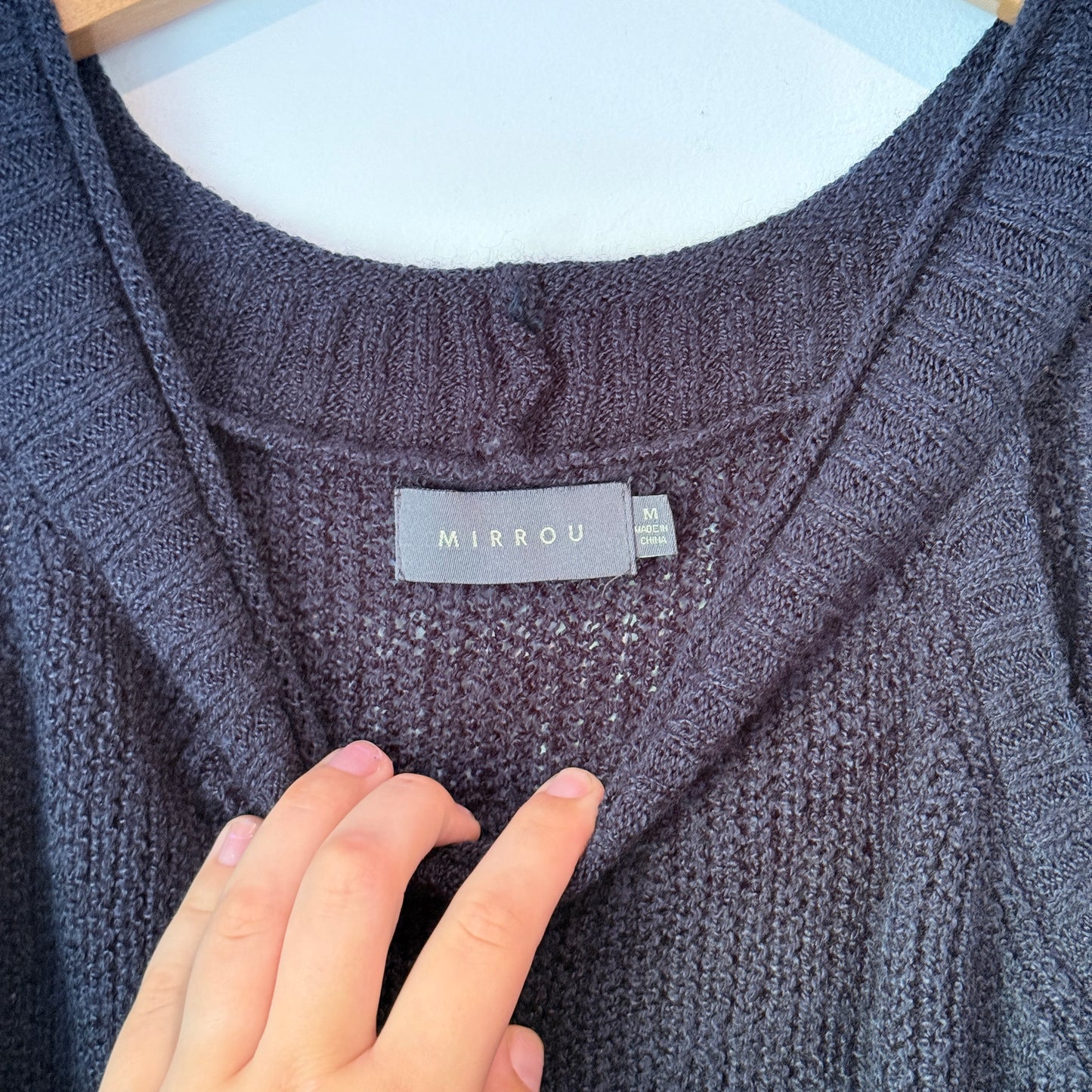 Mirrou Size M Black Cold Shoulder Knitted Sweater