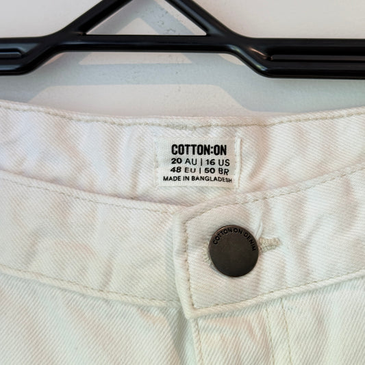 Cotton:On Size 20 Off-White High-Rise Wide-Leg Denim Jeans