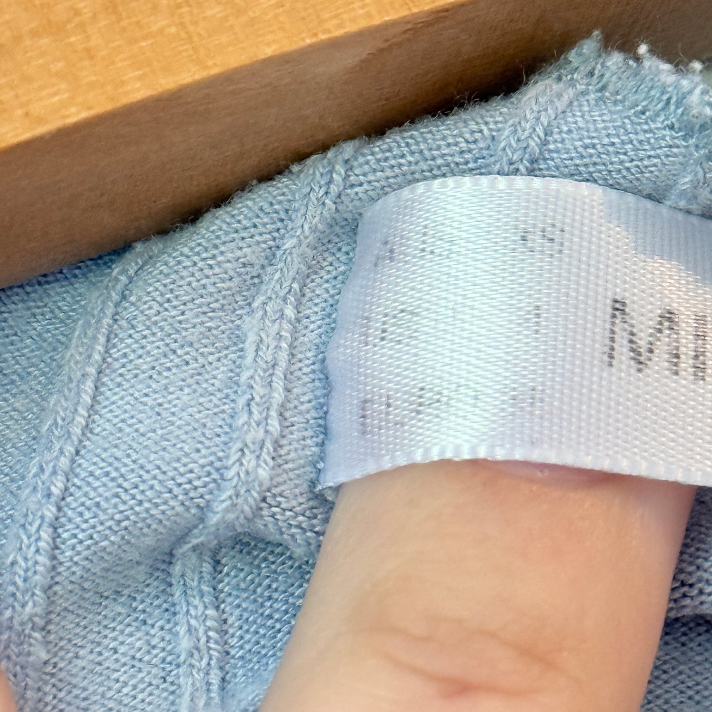 Minx & Moss Size XS Baby Blue Ribbed Mock-Neck T-Shirt