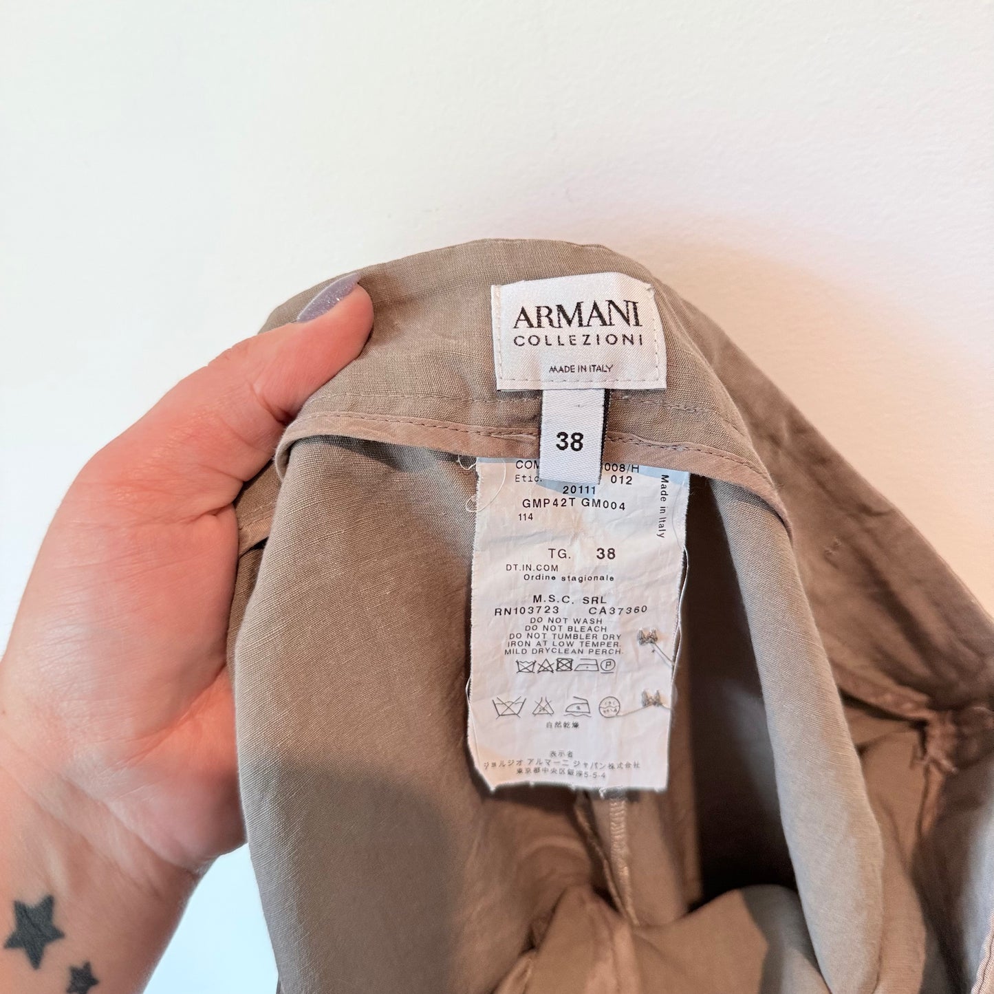 Armani Collezioni Size 38 Linen / Viscose Blend Pants