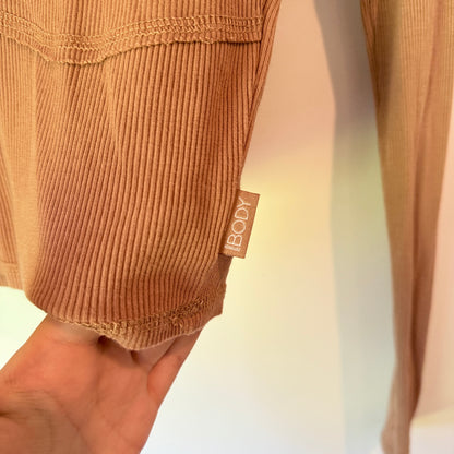 Cotton:On Body Size S/P Light Brown Scoop-Neck Cropped Top