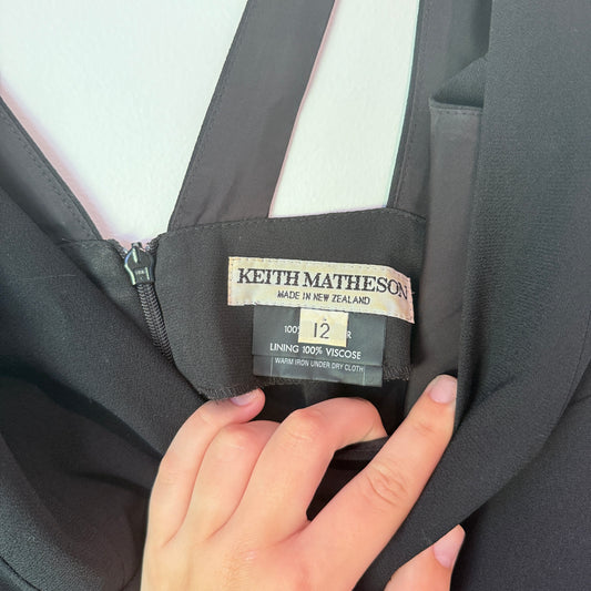 Keith Matheson Size 12 Black Mini Dress (NZ Made)