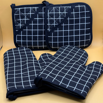 4 Piece Kitchen Oven Mitt and Pot Holder Set