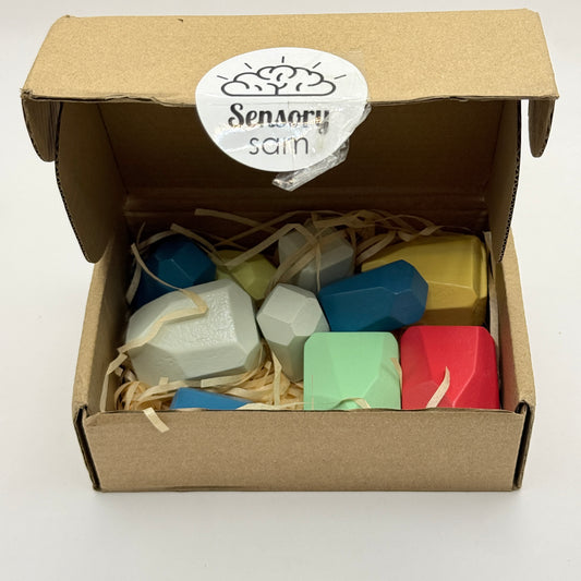 Sensory Sam Wooden Balancing Stones – 10-Piece Colourful Set