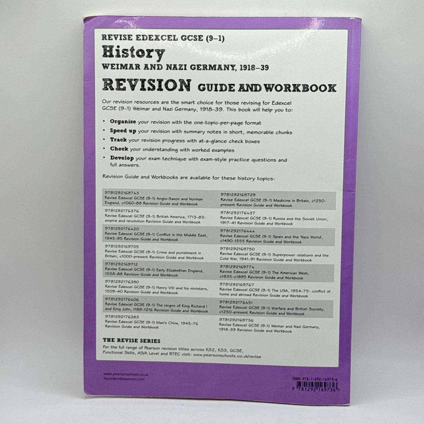 Revise Edexcel GCSE (9-1) History Weimar and Nazi Germany, 1918-39 Revision Guide and Workbook by Pearson