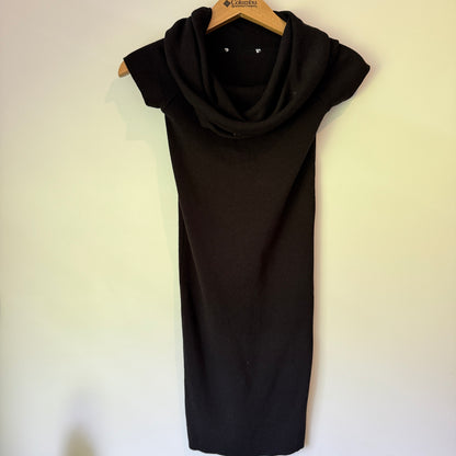 Brand Unknown Size U/Arm 31cm Black Knit Cowl Neck Dress
