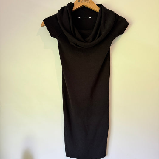 Brand Unknown Size U/Arm 31cm Black Knit Cowl Neck Dress