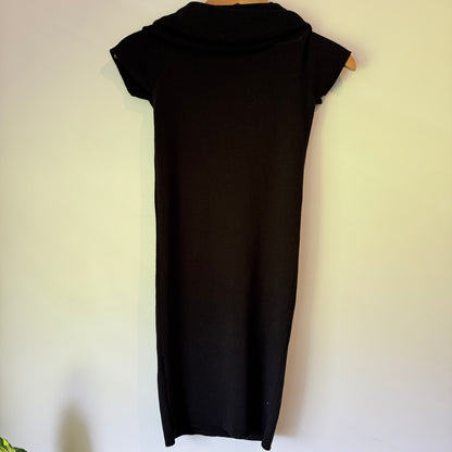 Brand Unknown Size U/Arm 31cm Black Knit Cowl Neck Dress