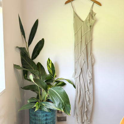 Glassons Size 6 Sage Ruffled Maxi Dress