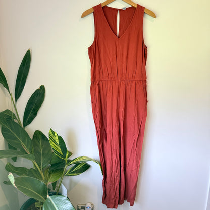 Old Navy Size S Rust Sleeveless V-Neck Wide-Leg Jumpsuit