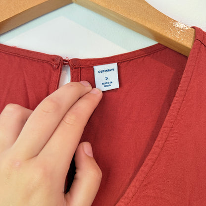 Old Navy Size S Rust Sleeveless V-Neck Wide-Leg Jumpsuit