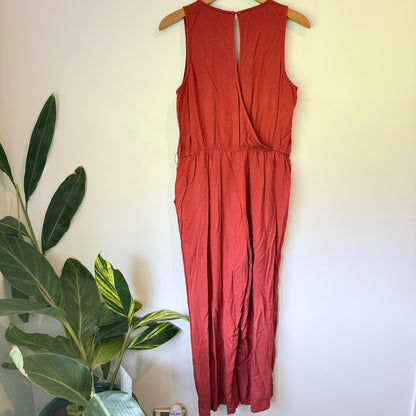 Old Navy Size S Rust Sleeveless V-Neck Wide-Leg Jumpsuit