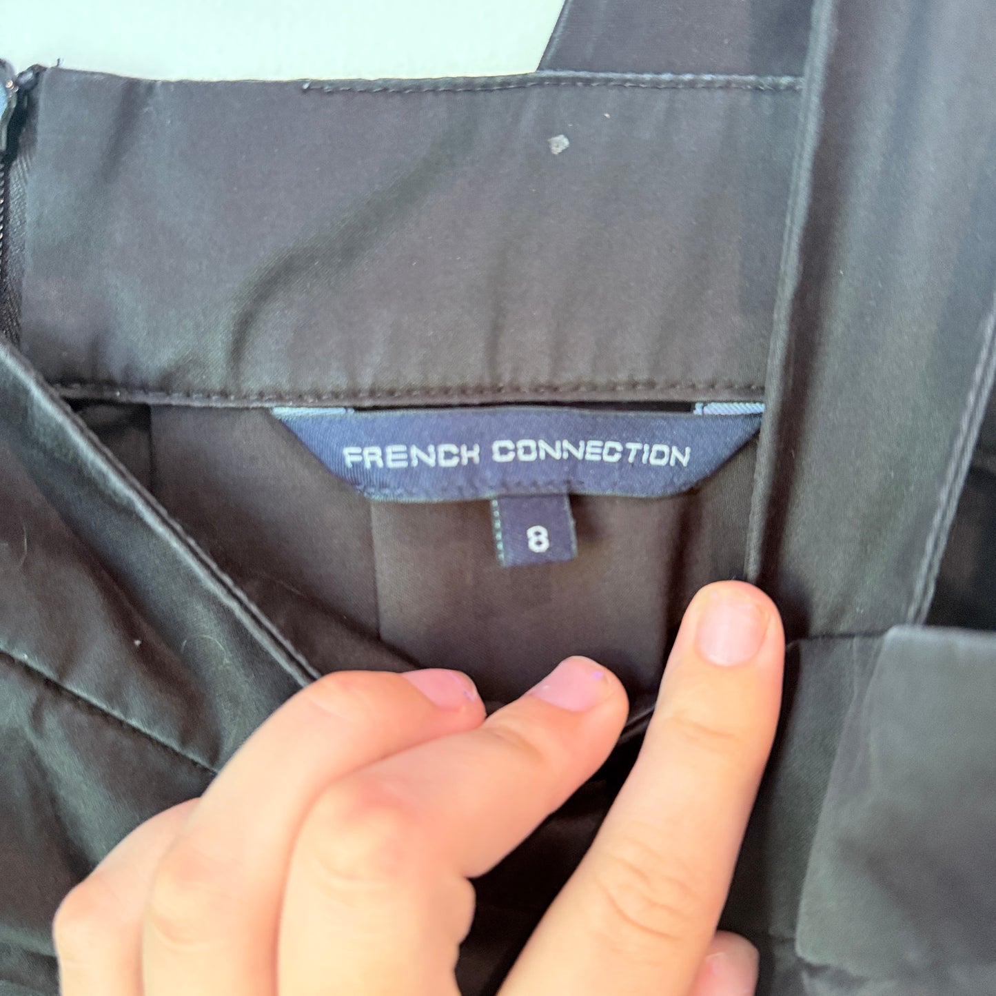 French Connection Size 8 Black Cotton Tube Pocket Dress