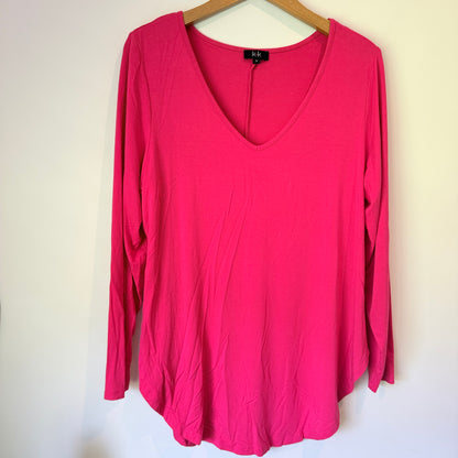 K&K Size S Bright Pink V-Neck Tunic Top