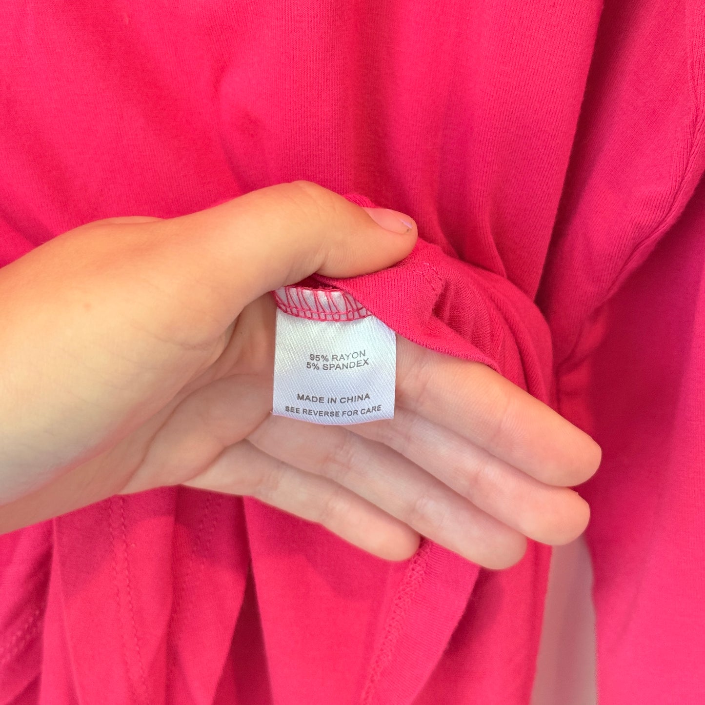 K&K Size S Bright Pink V-Neck Tunic Top