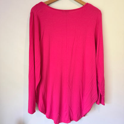 K&K Size S Bright Pink V-Neck Tunic Top