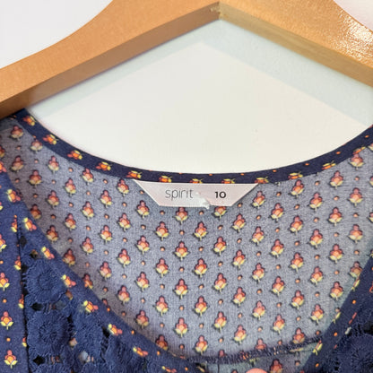 Spirit Size 10 Dark Blue Women's Blouse