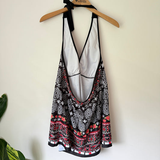 Brand Unknown Size U/Arm 50cm Black & White Patterned Tankini