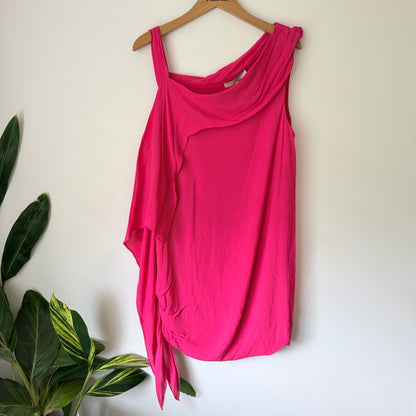 BCBG Maxazria Size 6 Hot Pink One-Shoulder Mini Dress