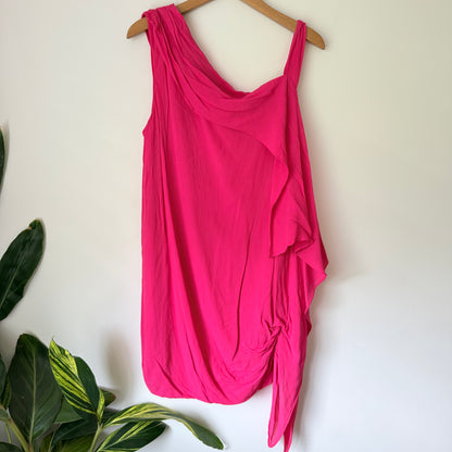 BCBG Maxazria Size 6 Hot Pink One-Shoulder Mini Dress