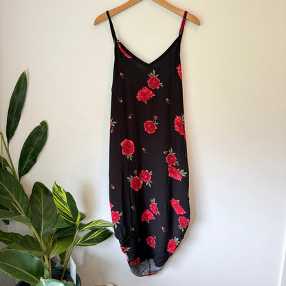 Brand Unknown Size U/Arm 53cm Black Floral Viscose Dress