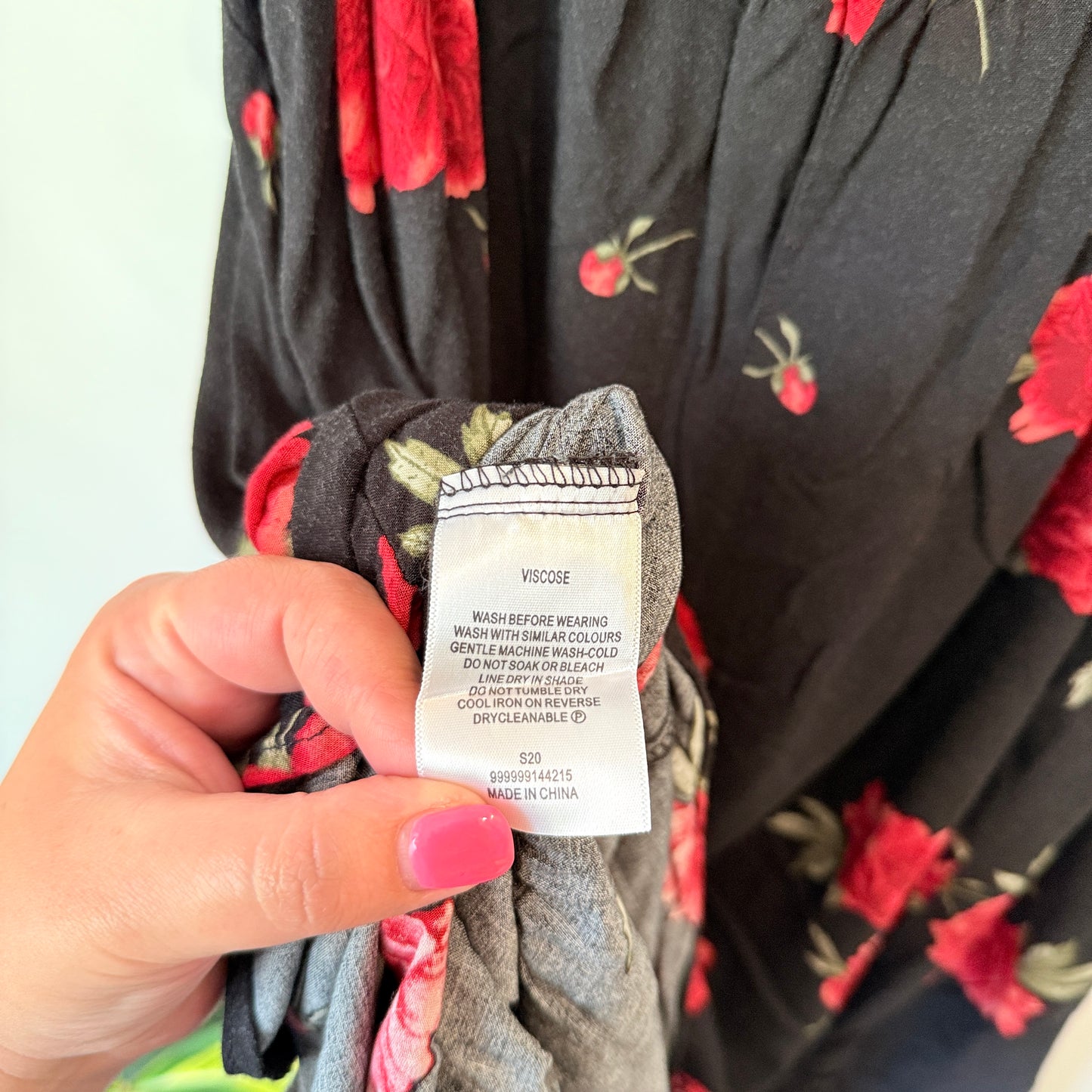 Brand Unknown Size U/Arm 53cm Black Floral Viscose Dress