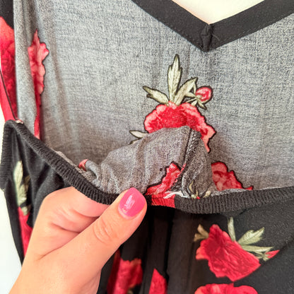 Brand Unknown Size U/Arm 53cm Black Floral Viscose Dress