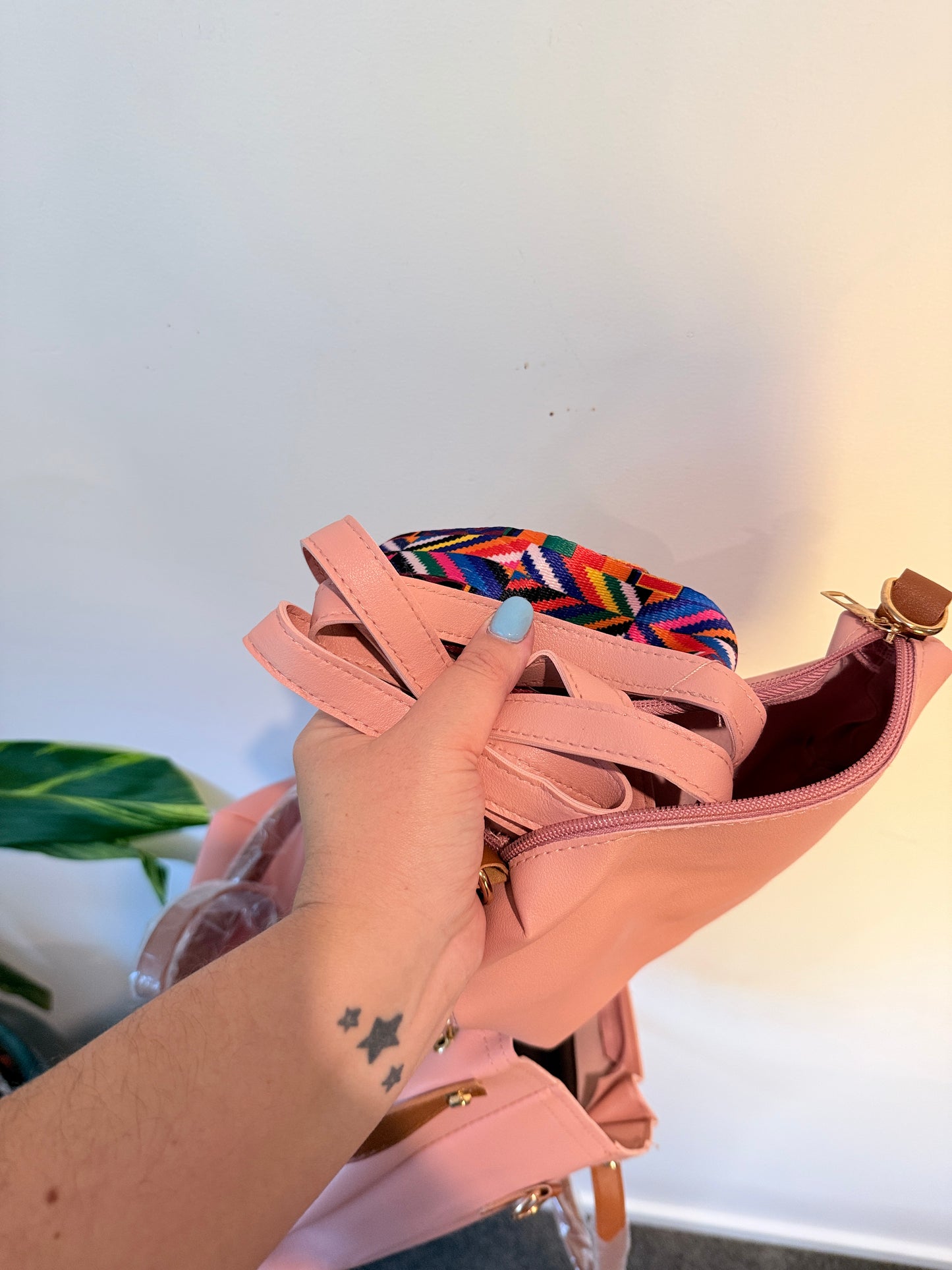 Pink Structured Top Handle Shoulder Bag