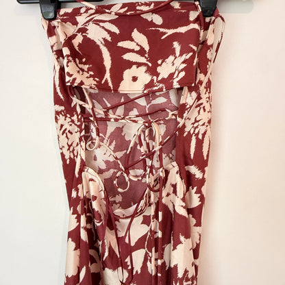 Pagani Size 6 Brown & Cream Floral Straight Maxi Dress