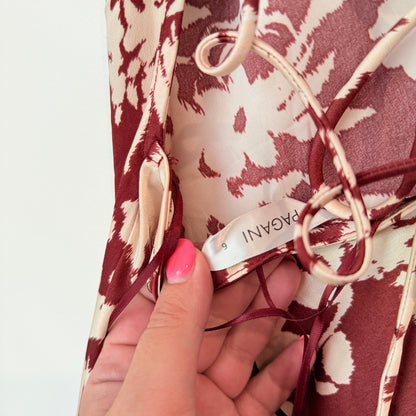 Pagani Size 6 Brown & Cream Floral Straight Maxi Dress