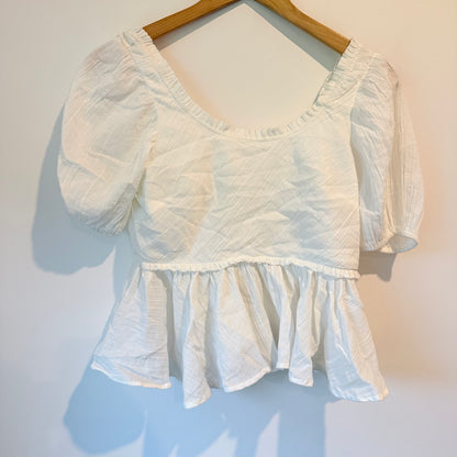 Gloer U/Arm 44cm White Puff Sleeve Square Neck Crop Top
