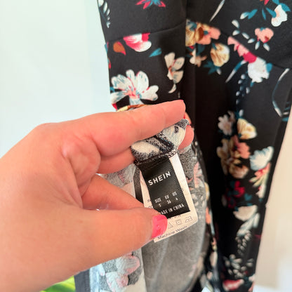 Shein Size 8 Black Floral Dress
