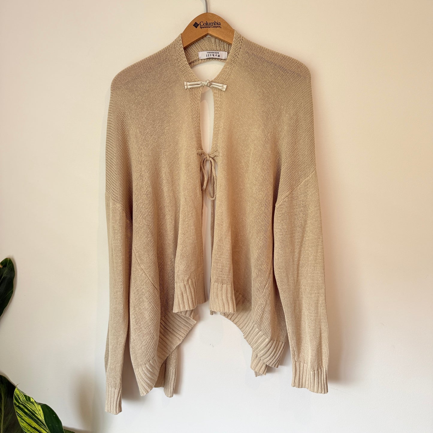 Hyhill one Size Beige Open-Knit Cardigan