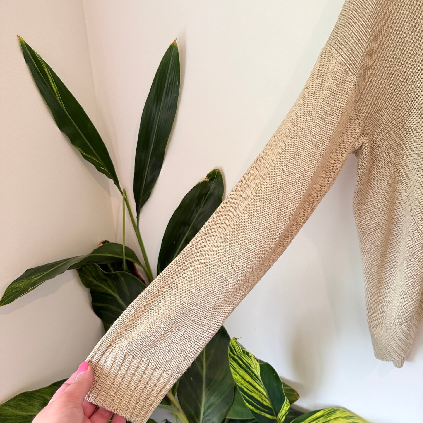 Hyhill one Size Beige Open-Knit Cardigan