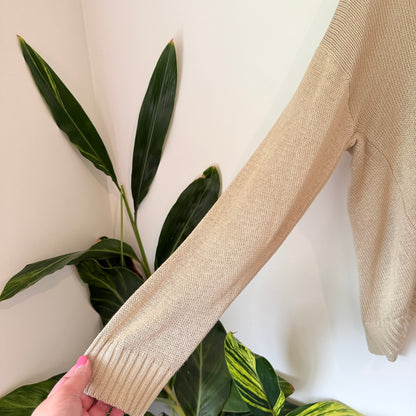 Hyhill one Size Beige Open-Knit Cardigan