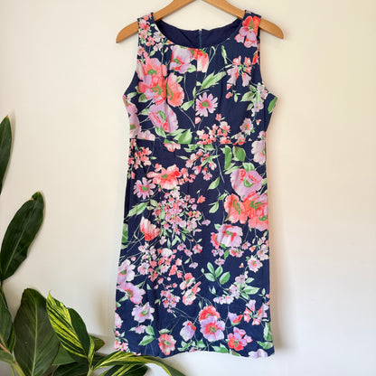 Brand Unknown Size U/Arm 45cm Navy Floral Print Cocktail Dress