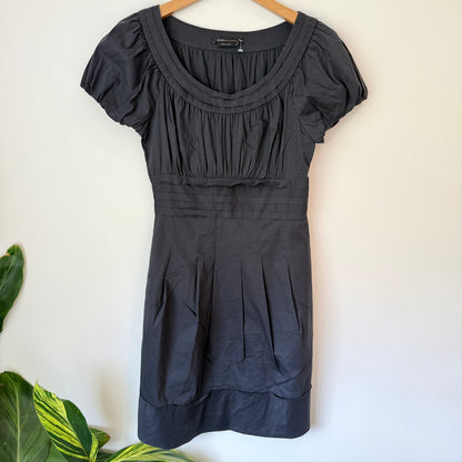 BCBG MAXAZRIA Size 4 Dark Navy Cotton Pleated Dress