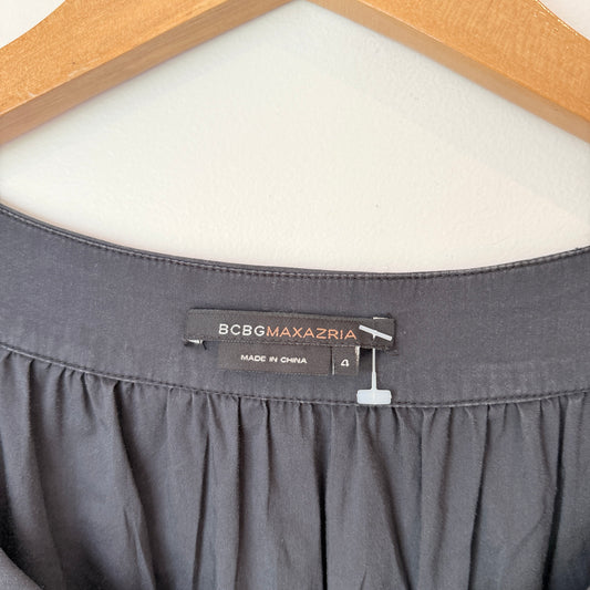 BCBG MAXAZRIA Size 4 Dark Navy Cotton Pleated Dress