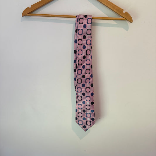 Hallensteins Pink Geometric Square Print Silk Tie