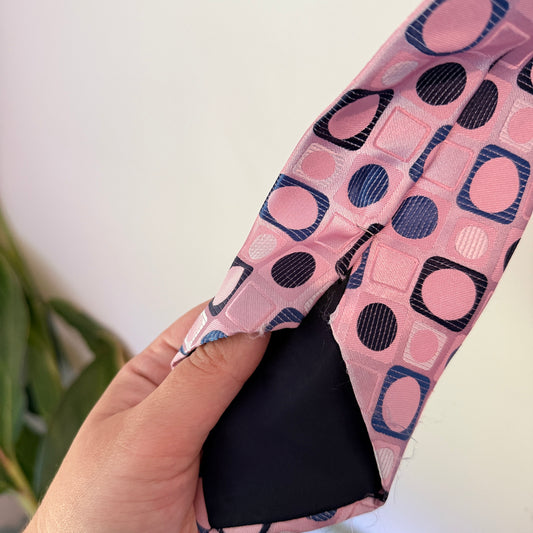 Hallensteins Pink Geometric Square Print Silk Tie