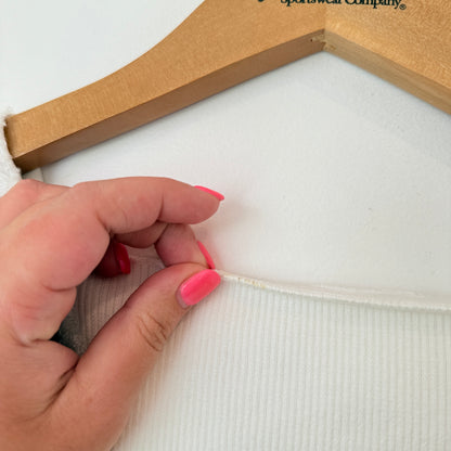 Olivia Size U/Arm 55cm White Fluffy V-Neck Knit Sweater