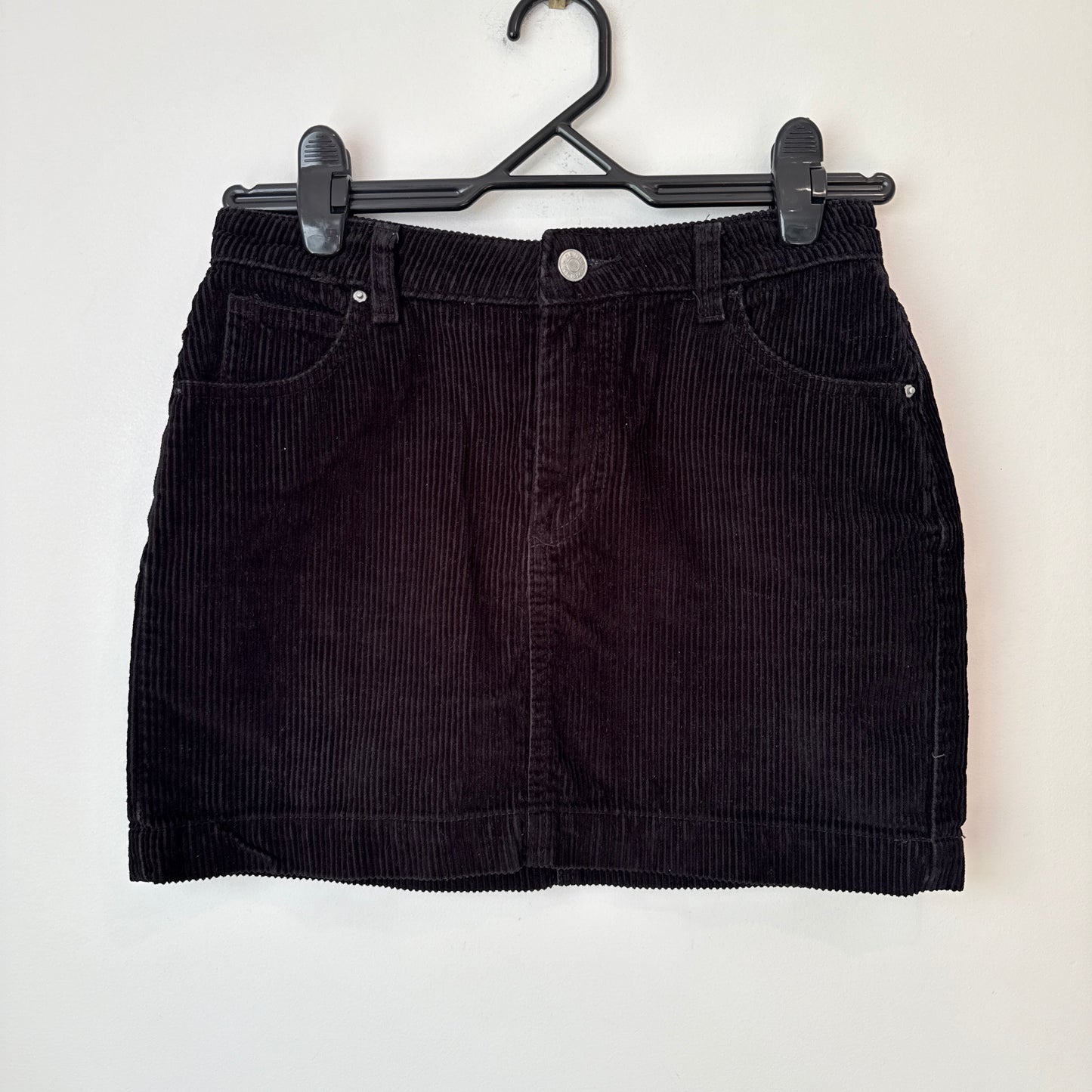 Glassons Size 6 Black Cotton Corduroy Mini Skirt